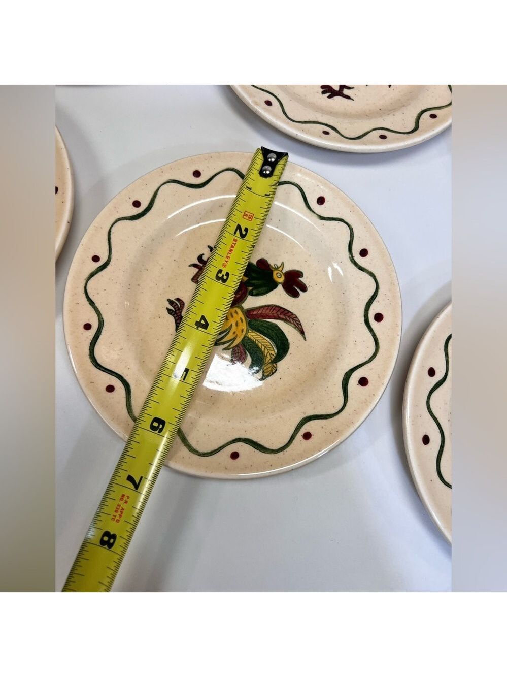 Vintage Poppytrail Green Rooster California Provincial by Metlox 6.5” Plate Set - Picture 3 of 5